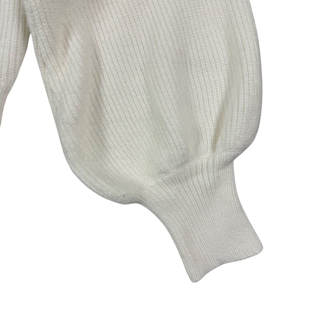 XS Lulus Pullover Fit For Fall Ivory Surplice Balloon Sleeve Sweater - Picture 8 of 10